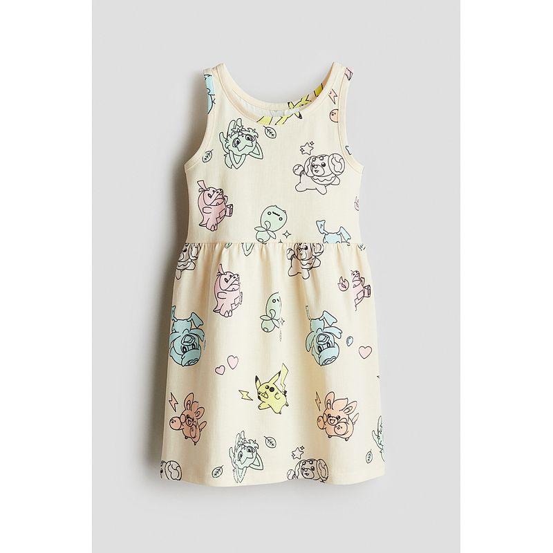 

[Snoopy] HM Children s Clothing Girl Skirt 2025 Autumn New Arrival Western Style Printed Sleeveless Dress 1154543 Cream/Pokemon 130/64((6-8Y))