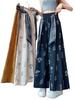 Women's Ethnic-Style High-Waist Ice Silk Loose Cropped Trousers - Summer Slimming Wide-Leg Pants