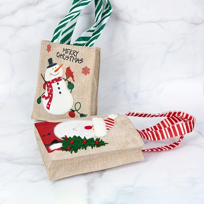 1pc Cartoon Christmas Gift Bag – Santa & Snowman Tote, Perfect for Candies, Apples & Holiday Gifts