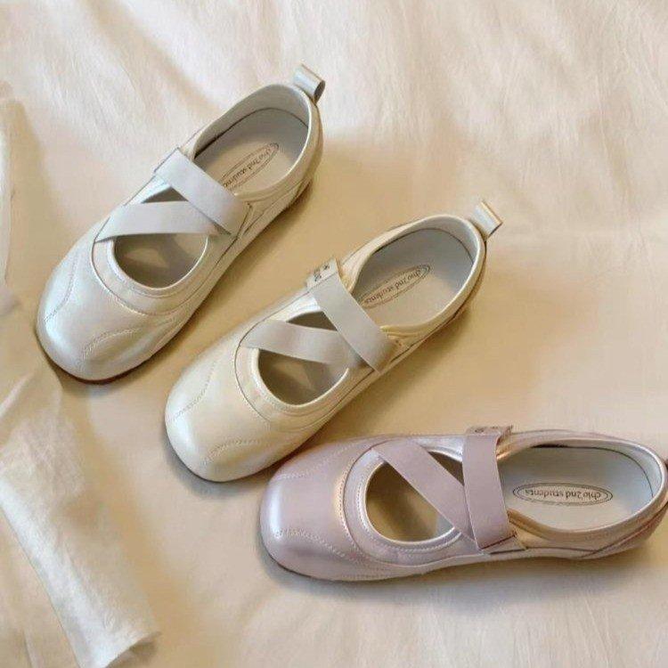 Leather Sports Mary Jane Shoes Women's Summer 2025 New Thin-soled Ballet Women's Shoes Versatile Casual Shoes
