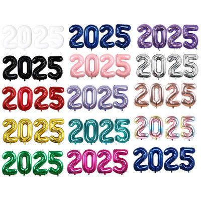 32-calowy 40-calowy Duży Cyfrowy Balon z Folii Aluminiowej Zestaw Balonów Cyfrowych 2025, Dekoracja na Dzień Nowego Roku Sylwestra