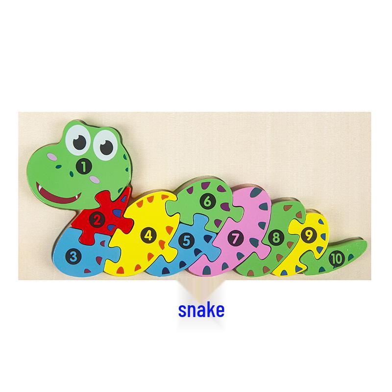 Wooden 3D Cartoon Number Puzzle Board for Kindergarten Kids – Educational Toy