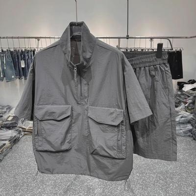 Erkek Büyük Buz İpek Yazlık Takımlar: Moda Markalarından Kısa Kollu Tişörtler, Gömlekler ve Şortlar İki Parça