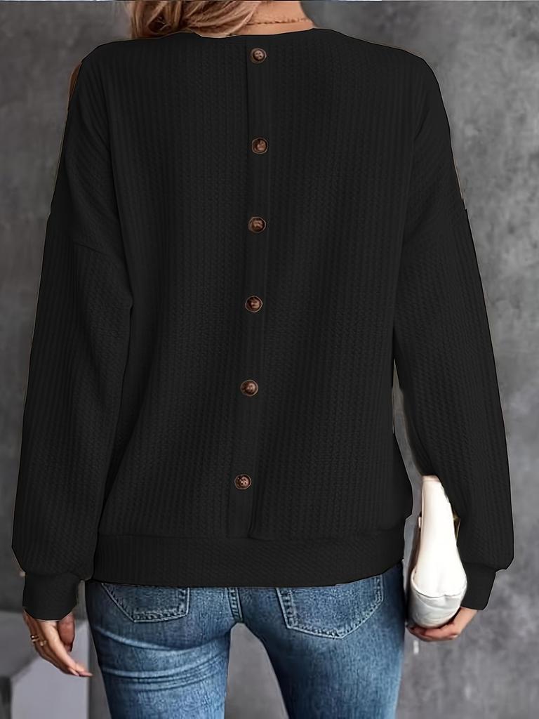 2025 Women's Autumn-Winter Off-the-Shoulder Back Button Long-Sleeve T-Shirt