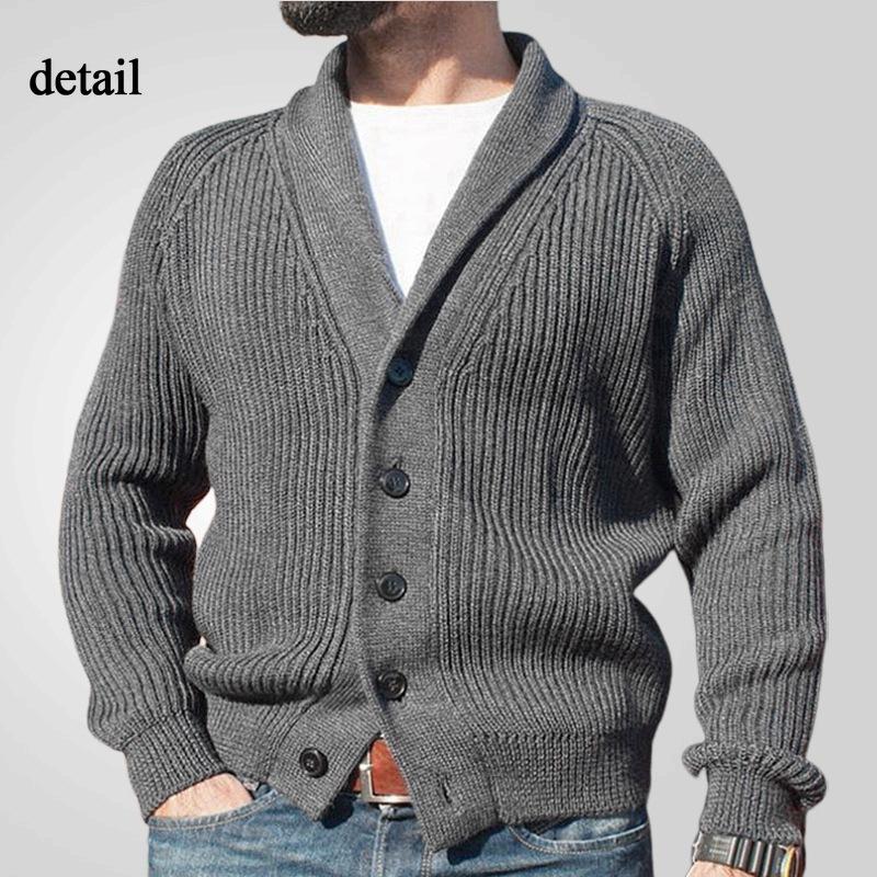 Men's Casual Cardigan Sweaters Shawl Collar Long Sleeve Knit Button Down Cardigans Lightweight Fall Winter Work Sweater Knitted Jacket Outwear for Men