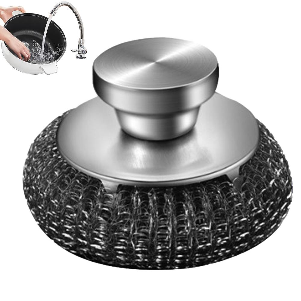 Küchen Edelstahl Spülbürste Metall Schwamm Scheuerschwamm mit Griff für Geschirr Töpfe Pfannen Grills Spüle Reinigungswerkzeuge