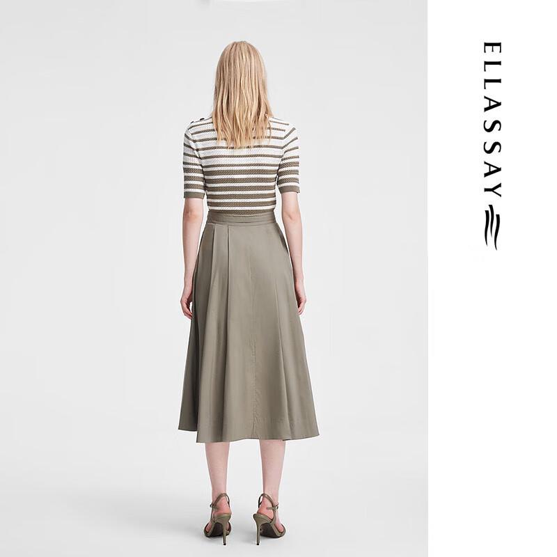 ELLASSAY Women's Striped Knit Top with Shoulder Buttons