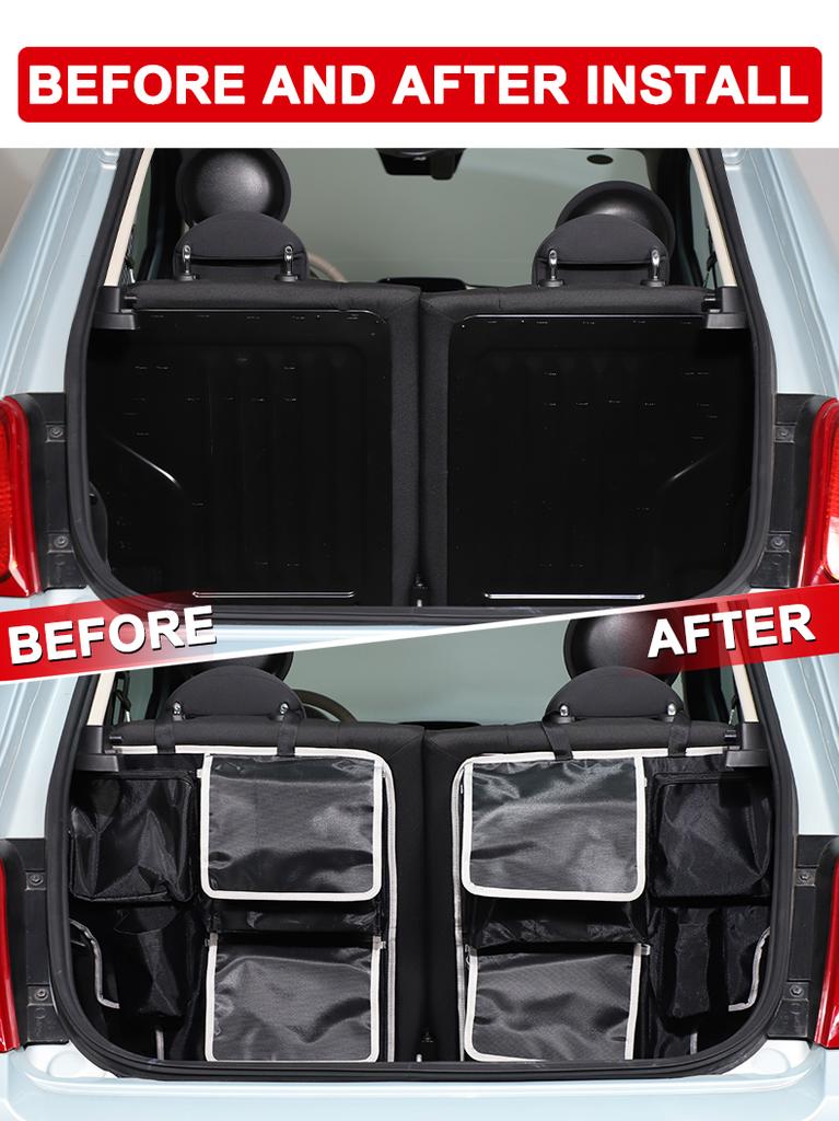 Car Rear Seat Back Storage Bag Multi functional Organizing and Storage Hanging Bag For Fiat 500 2016-2026 Accessories