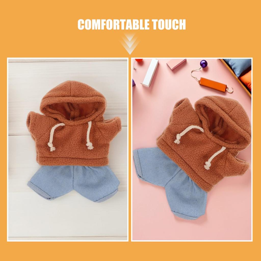 CALLARON Plush Doll Clothes Set (30cm) - Bear Hoodie & Jeans - Cute Mini Clothes Only - Dress Up DIY Accessories Costume