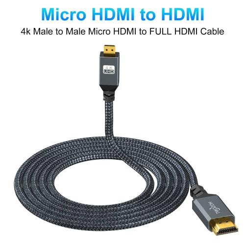 Twozoh Micro HDMI to HDMI Cable 3M (HDMI Micro Type D Male - HDMI Type A Male) 3D 4K 1080P @60Hz High Speed ??Micro HDMI HDMI Cable Compatible with Go