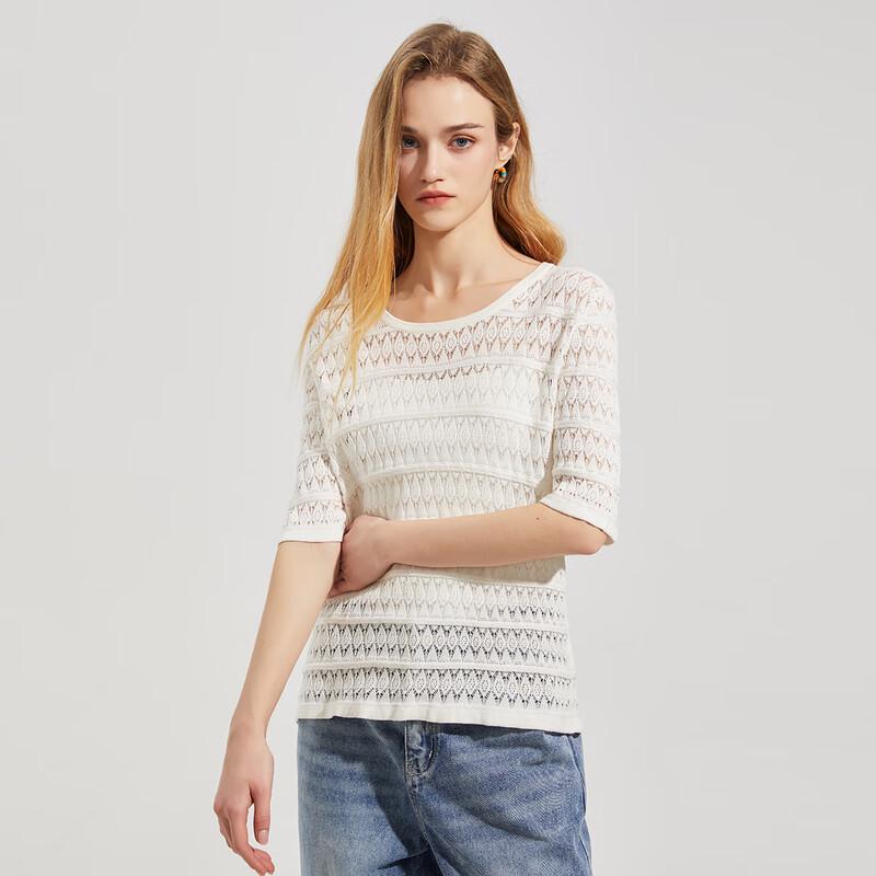 Shetu Women's Hollow Out Short Sleeve Knit Top