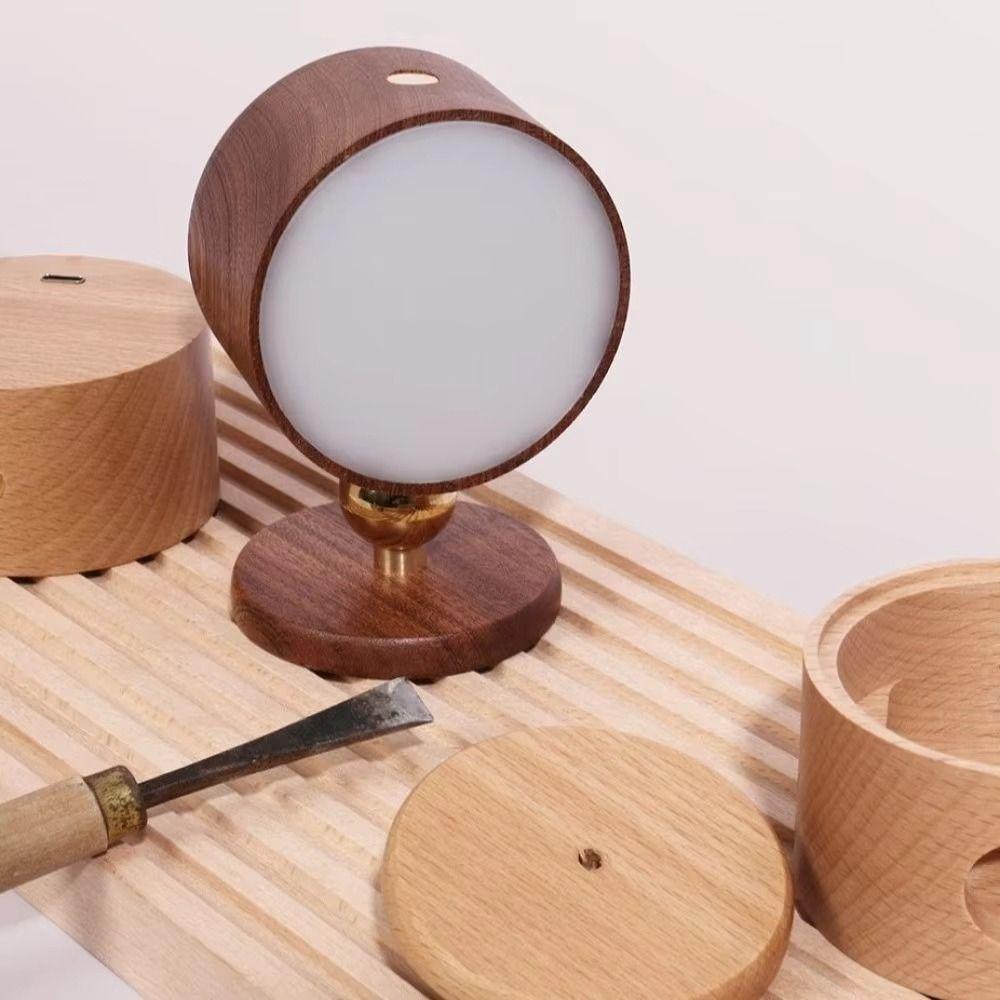360° Rotating Wooden Wall Mounted Lamp Touch Control Dimmable LED Wall Sconce Double-sided Magnetic Mountin