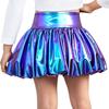 Girls Metallic Bubble Skirt Elastic Waistband Shiny Bud Skirt Sparkly Performance Costume