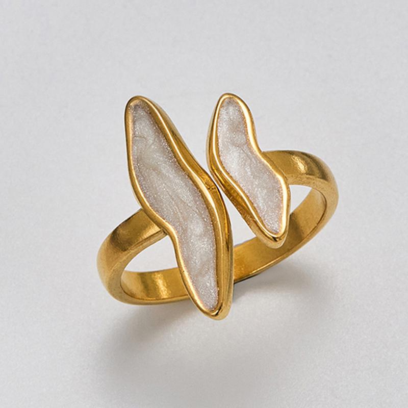 Stainless Steel Wave Drip Glaze Open Rings for Women Retro Punk Style Trendy Creative Exquisite Ring Accessories Gift