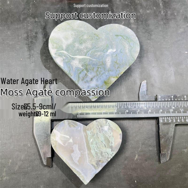 

Heart-Shaped Waterweed Agate Crystal Ornament - Polished Raw Stone Mineral Specimen Gemstone Handicraft