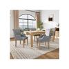Chaise De Salle À Manger En Lin, Lot De 4, Pieds En Bois Massif Avec Accoudoirs, Coussins Épais, Gris