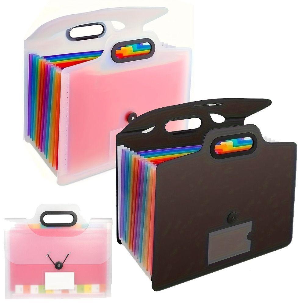 Buckle Closure Expanded File Folders Colorful Inner Pocket File Holder A4 Document Bag  Home