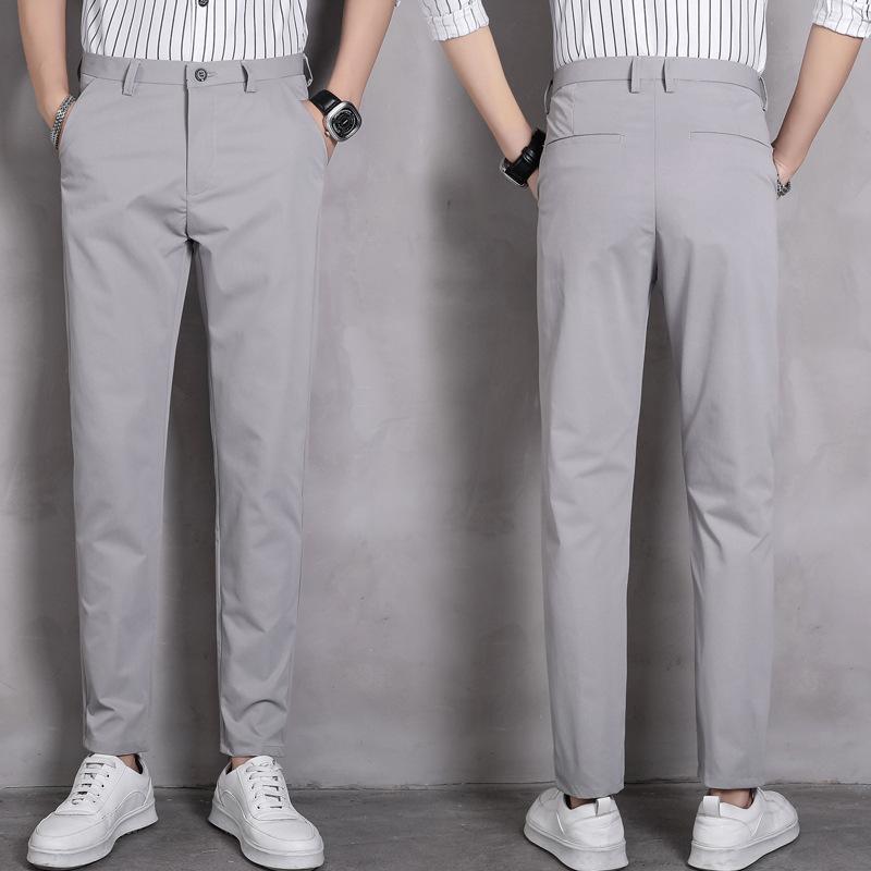 Stretch suit trousers men's spring and summer casual trousers Korean version of the tide Slim small feet draped suit trousers