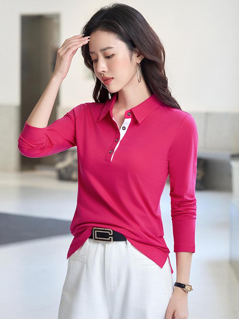 Herbst 2025 Vielseitiges lässiges Langarm-Poloshirt - Lockeres & stilvolles Design