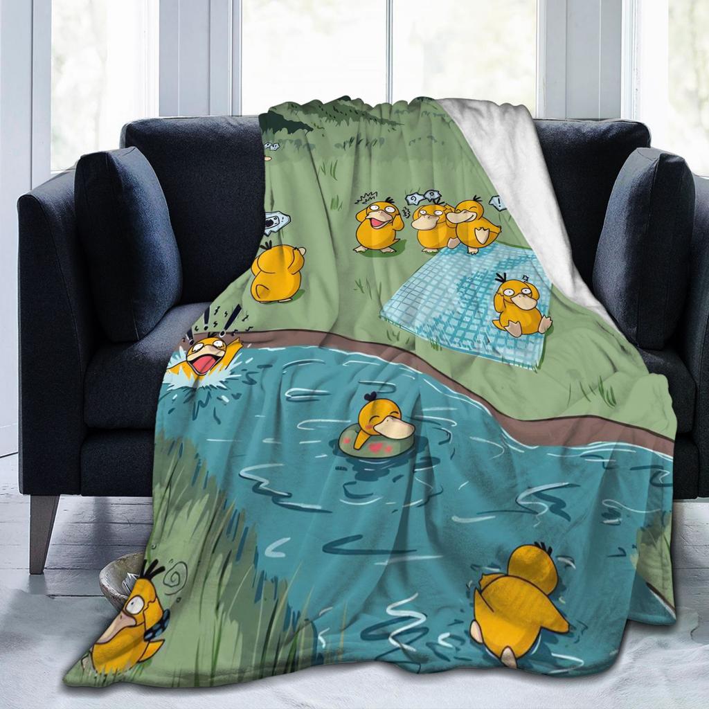 P-Pokémons Psyduck Deku z korálového fleecu Plyšová podzimní/zimní Super měkká přehozová deka pro ložní prádlo Ložnice Ložní prádlo Přehozy