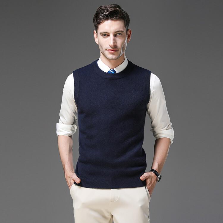 

Spring and Autumn Men s Knitted Sweater Bottom Shirt Crew Neck Sleeveless T-Shirt Knitted Vest Vest 3XL