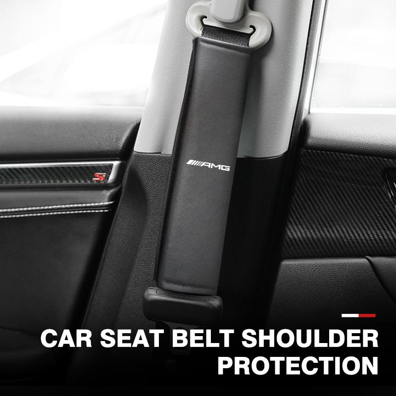 1/2Pcs Carbon Fiber Leather Car Seat Belts Cover Shoulder Protect Pad For Mercedes Benz AMG A B C E S G Class W201 W210 W108 UC0
