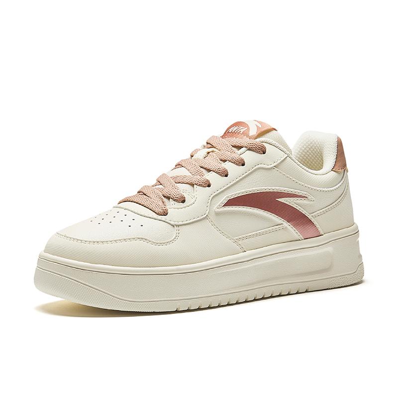 New Anta Anti-Slip And Wear-Resistant Breathable Low-Top Skateboard Shoes Women's Beige Red 922528003Q-2