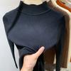 Fashion Women Knitted Bottoming Turtleneck Sweater Autumn Winter Long Sleeve Half High Collar Casual Simple Pullover Shirt Slim Fit Basic Thin Top