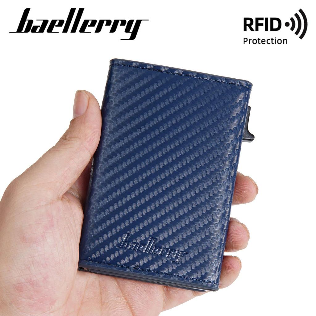 New Men's Card Bag RFID Automatic Pop-up Zipper Carbon Fiber Magnetic Card Clip Men