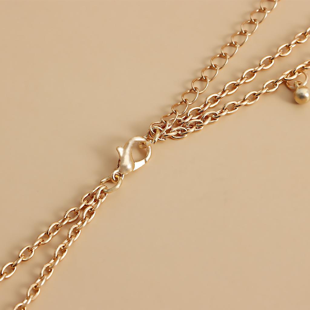 Xiaoxiangfeng double-layer simple imitation pearl alloy round bead waist chain belt female waist bead