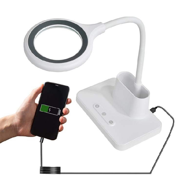USB Charging 5 Times Zoom Magnifying Tool With Selectable Light Tone For Detailed Work Crafts Reading Elderly Artisans