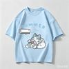 New Cotton Summer Unisex Oversize Tshirt Korean Casual Loose Style Kitten Blowing Fan Print Tshirt Suitable For Both Unisex Unisex