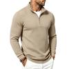 Men's Casual Long Sleeve Zip Up Stand Collar Plaid Shirt