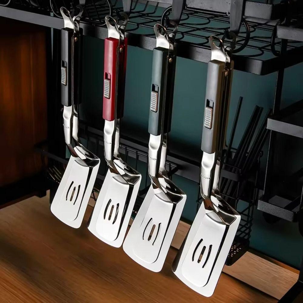 Slotted Design Steak Spatula Tongs Anti-scald Steak Flipping Clip Stainless Steel Grill Clamp  Home