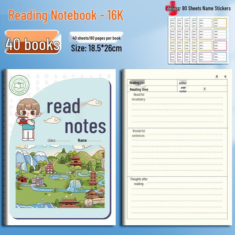 Free Shipping: 16K Reading Notebook for Primary Students - Good Word & Sentence Copybook, Thick Edition