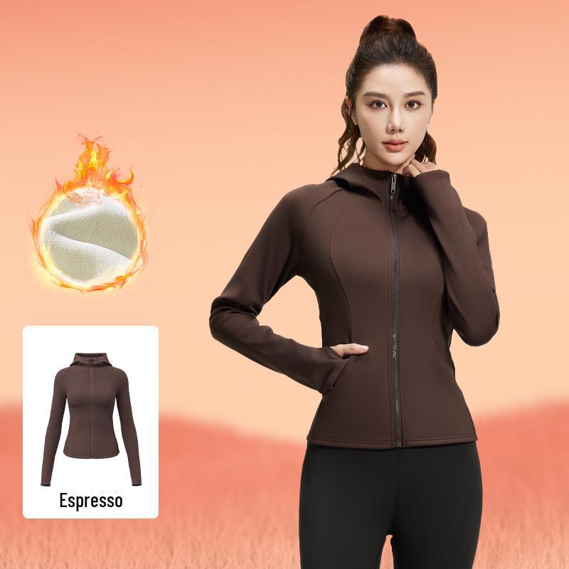 

Женская облегающая куртка для йоги с капюшоном Juyitang - бархат на осень и зиму, универсальная, одежда для отдыха и фитнеса XL