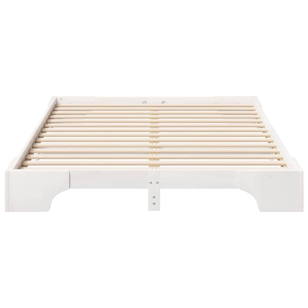 Bed Frame White 140 x 220 cm Solid Pine Wood