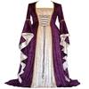 Abito Lungo in Velluto di Ispirazione Medievale Vintage con Maniche a Svasatura Vita Alta Gonna a Linea ad A Donna