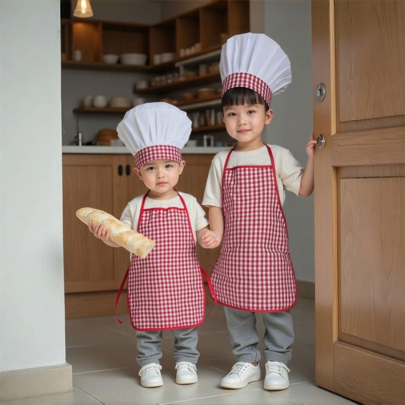 Baby Photography Props Chefs Apron and Hat for Boy Girl Outfit Photo Shoot Clothes Baby Photography Costume Clothing