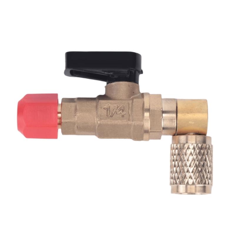 Brass 90 Degree R22 Ball Valves Shut-off Flows Control for Refrigerator & AC Charging Compact Valves for Refrigeration Repair