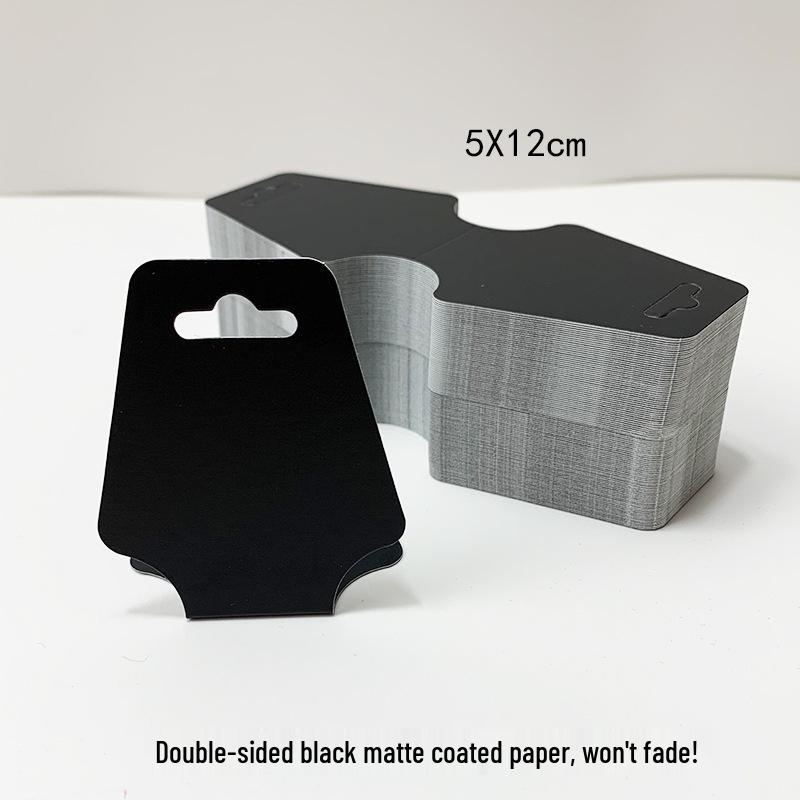 Black & White Kraft Paper Necklace Packaging Card with Elastic Band