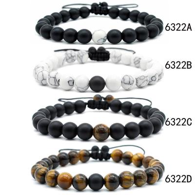 Nouveau 2020 Vente Chaude Bracelet Réglable Œil de Tigre & Pin Blanc 8mm