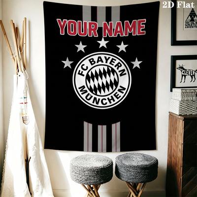 Custom Name Bayern Munich Wall Tapestry Aesthetic Wall Hanging Printed Fabric Blanket Decorative Tapestries for Bedroom Living Room Home Decor