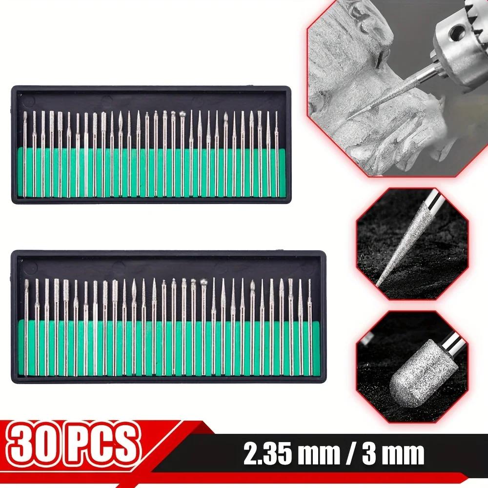 

30pcs Diamond Grinding Needles - Engraving Carving Deburring Polishing Rotary Tool for Jade Woodworking