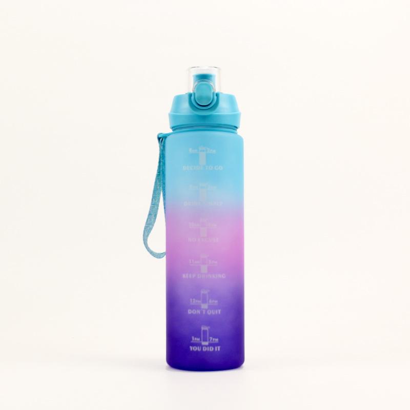 

1L Gradient Sandblasted Pop-Up Lid Water Bottle - Portable, Convenient for Outdoor Use 1000ML синий