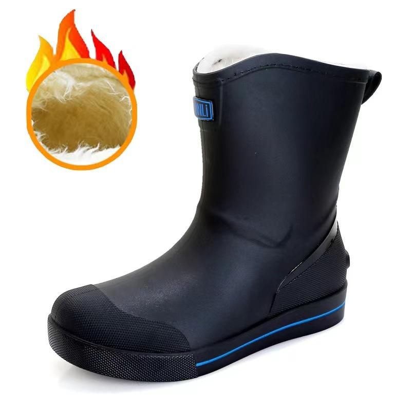 Outdoor Non-slip Fishing Rain Boots New Men's Fashion Mid-calf PVC Rain Boots Short Barrel Medium Barrel Waterproof Rain Boots
