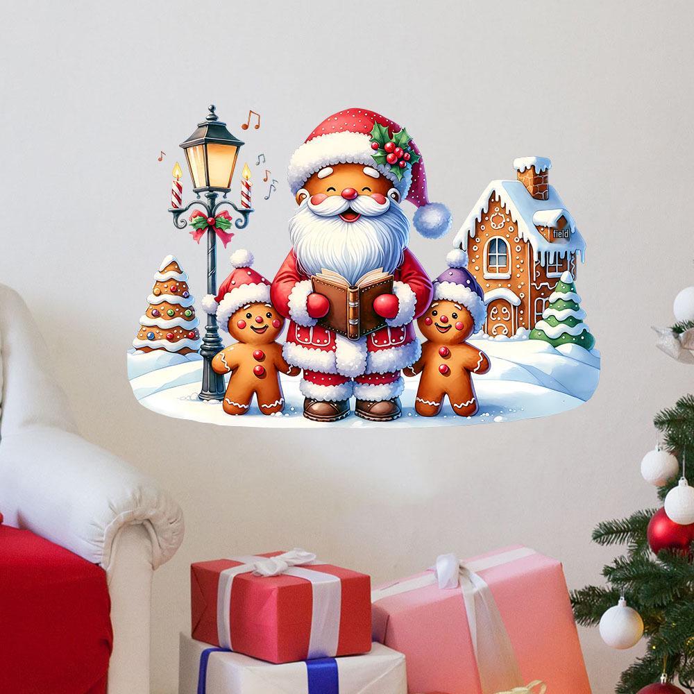 Removable Santa Gingerbread Man Wall Sticker for Living Room, Bedroom, or Glass Windows SD94