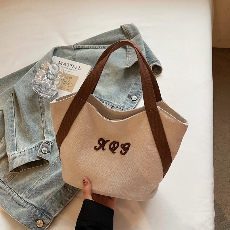 

Вместительная, модная и нишевая женская сумка через плечо, сумка-тоут для занятий студенток бежевый