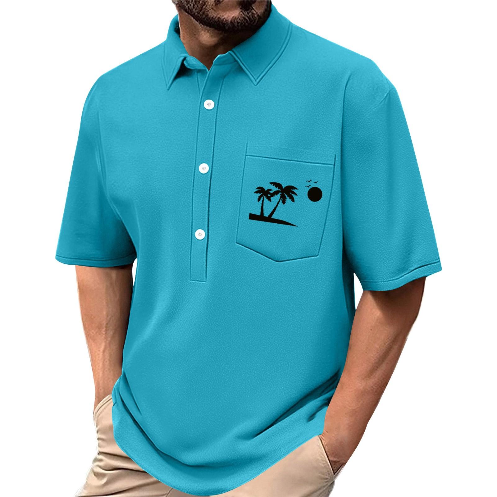 

Мужская летняя однотонная рубашка с принтом, эластичная в четырех направлениях, с лацканами, на пуговицах, с карманом, повседневный спортивный топ с короткими рукавами XXXL