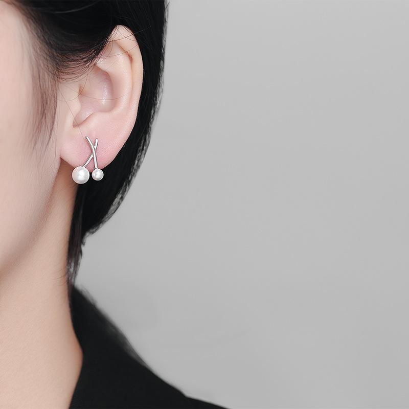 Cross Design Earrings Sterling Silver Women'S Premium Light Luxury Versatile Temperament Earrings Ear Jewelry